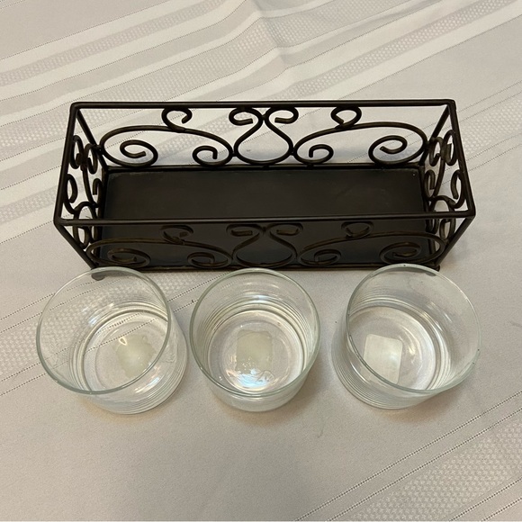 Metal Brown Scroll Decorative Pillar Tray Candle Holder - New without box - Picture 2 of 5